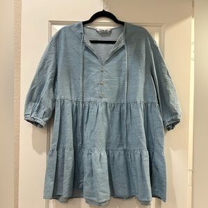 Blue Tiered Denim Dress by ZARA